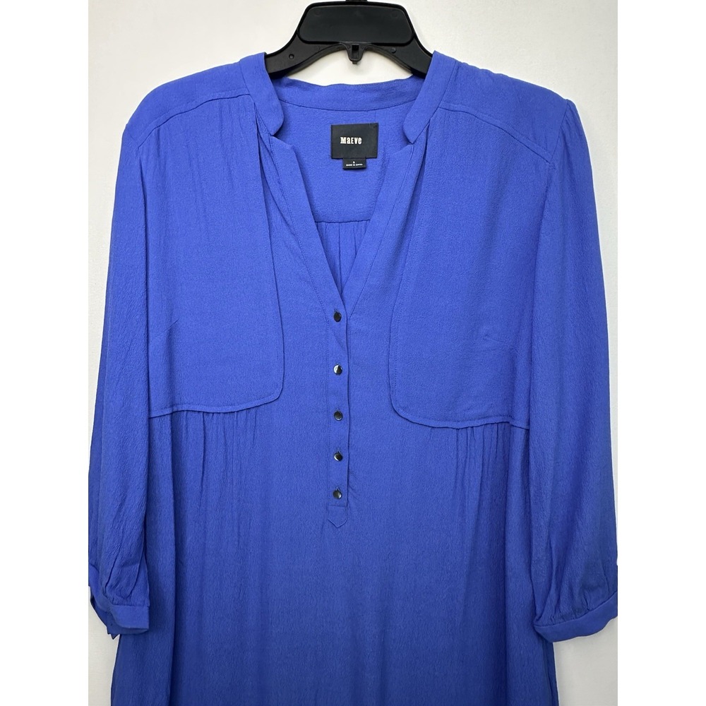 Anthropologie Maeve Taryn Crepe Shift Dress Womens Size 8 Royal Blue - Picture 3 of 12